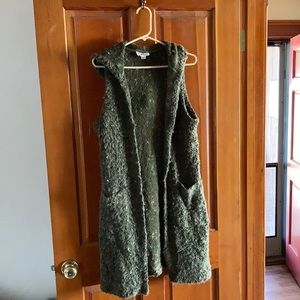 Hooded sweater vest duster